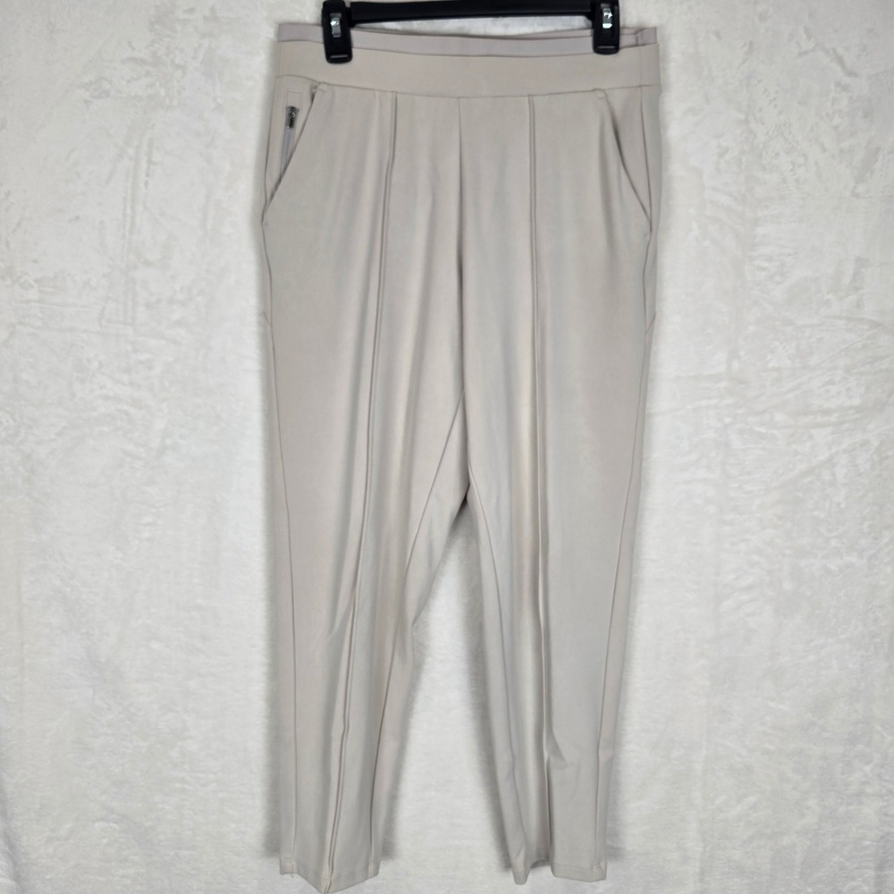 Athleta Venice Pintuck Pant Beige High Rise Tapered Jogger 597887 Womens Small‎